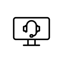 Online support support helpdesk icon with black outline style. business, online, support, service, help, call, technology. Vector Illustration