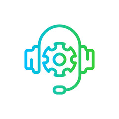 Support maintenance support helpdesk icon with blue and green gradient outline style. maintenance, support, service, repair, technology, internet, computer. Vector Illustration