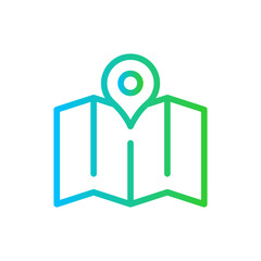 Location support helpdesk icon with blue and green gradient outline style. location, pin, sign, place, design, map, web. Vector Illustration