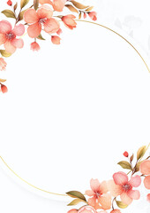 Peach and white modern background invitation template with floral and flower