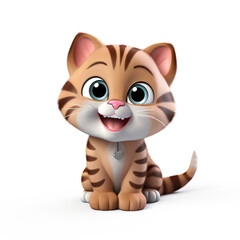 Obraz premium Cute Cartoon Tabby Cat Isolated On a White Background 