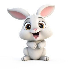 Fototapeta premium Cute Cartoon Bunny Rabbit Isolated On a White Background 