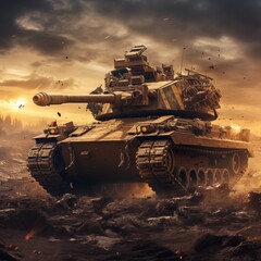 A Tank on the Battlefield, in the Midst of the Israeli-Palestinian Conflict