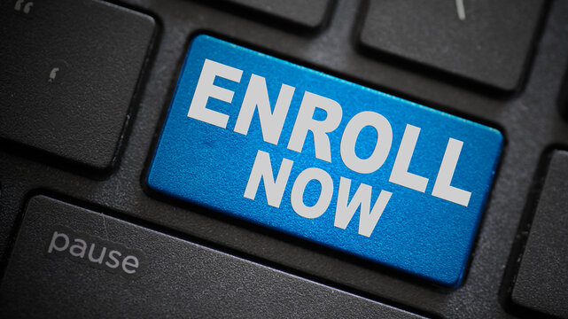 Enroll now text button on keyboard