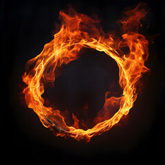 Ring of fire with a black background. Generative ai. 