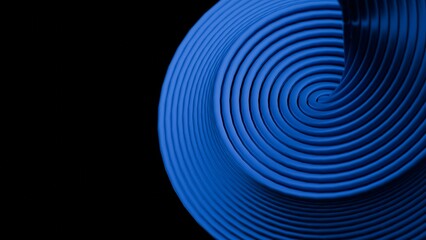 3d rendering of abstract blue wavy tubes on black background