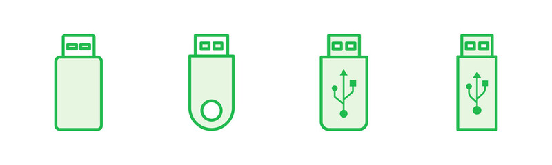 Usb icon set. Flash disk icon vector