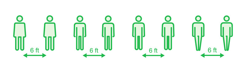 Social distance icon set. social distancing icon. self quarantine sign