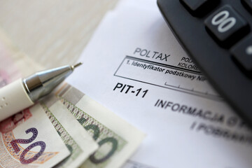 Information on revenues from other sources and collected income tax advances, PIT-11 form on...