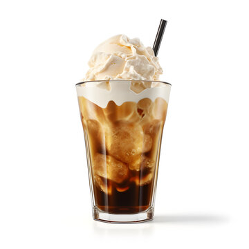 Root beer float isolated on a white background. Generative ai. 