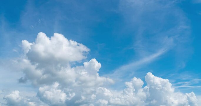 White clouds and blue sky textured background,clouds moving dynamic time lapse footage 4K