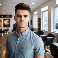 Fototapeta premium Man with professional side parted hairstyle