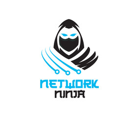 Network ninja logo technology logo for storing data and brain data © meddesigner