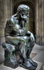 Fototapeta premium Sculpture of The Thinker by Auguste Rodin Illustration Art.