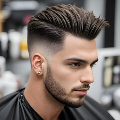 Profile of a man with faux hawk hairstyle