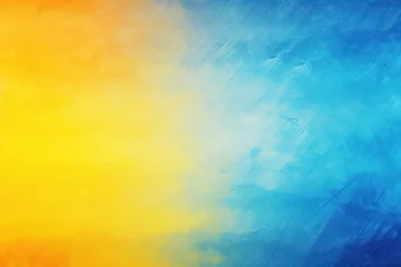 Poster 2 colors abstract watercolor background for design. Color gradient, yellow and blue iridescent, bright, fun. Rough, grain, noise, grungy © Christiankhs