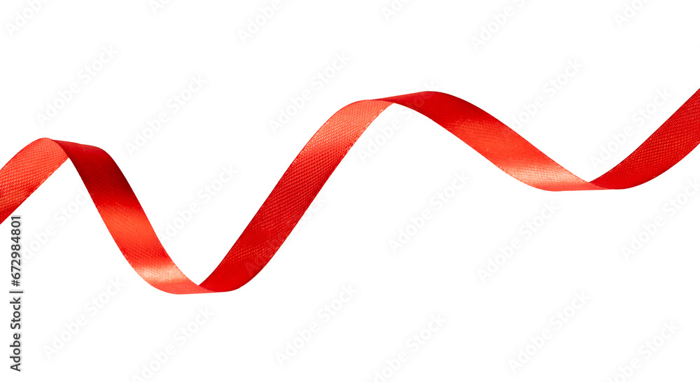 Poster wavy red ribbon isolated. shiny red ribbon element