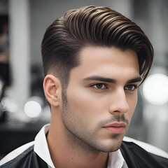 Man with long side parted haircut