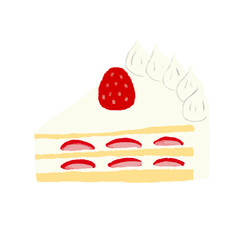 水彩手描き　いちごショートケーキのイラスト