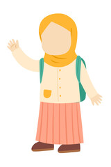 a girl waving hand to her friends