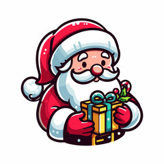 This is a vector illustration of a Santa Claus on a white background. The illustration is simple and colorful, suitable for greeting cards, posters, or stickers.