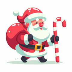 This is a vector illustration of a Santa Claus on a white background. The illustration is simple and colorful, suitable for greeting cards, posters, or stickers.