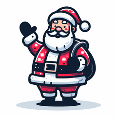 This is a vector illustration of a Santa Claus on a white background. The illustration is simple and colorful, suitable for greeting cards, posters, or stickers.