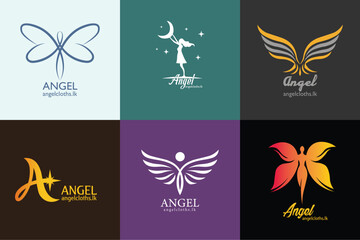 Fototapeta na wymiar Angel modern type editable logo clothing company