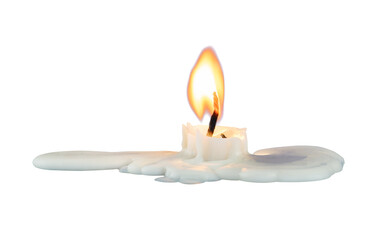 melt candle with fire isolated