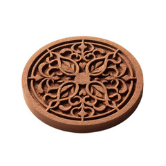 Brown Cork Coaster IIllustration Art With a Transparent Background Generative AI.