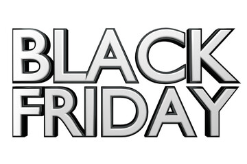 black friday black and white 3d text with writing 3d render for black friday discount celebration element in november 3d illustration