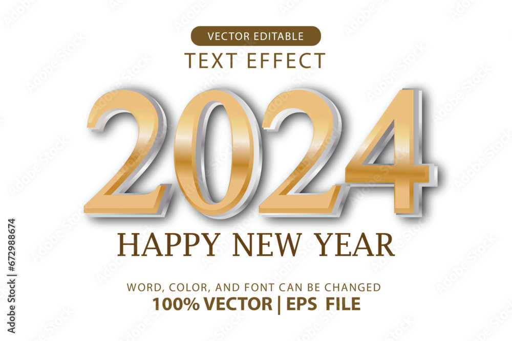 Aufkleber vector editable text 3d effect happy new year 2024 design template for celebration of the new year 2