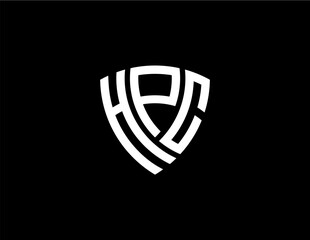 HPC creative letter shield logo design vector icon illustration