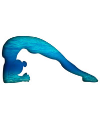 Yoga postures with blue water print, nature effect. This image is part of a set of 50 yoga poses perfect for creating beautiful designs, for your website, social networks, products, etc.