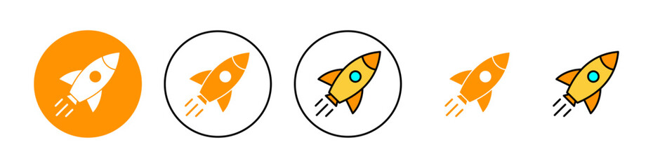 Rocket icon set for web and mobile app. Startup sign and symbol. rocket launcher icon