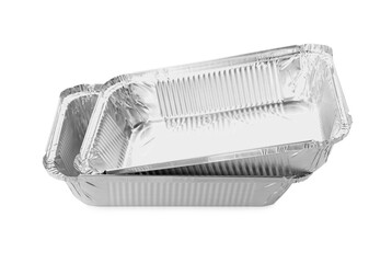 Two aluminum foil containers isolated on white
