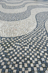 cobblestone patterns of Rose Compass market square of Lisbon, Portugal 