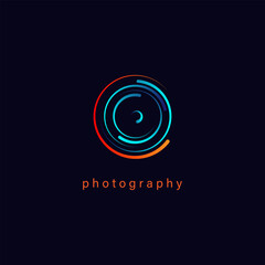 Lens camera logo template vector