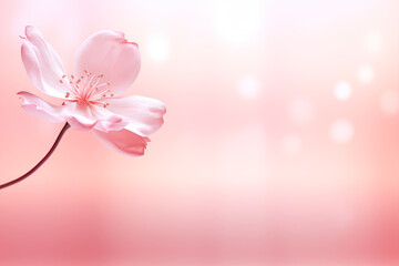 Soft focus of a flower on a pink background in the style of bokeh panorama with copy space