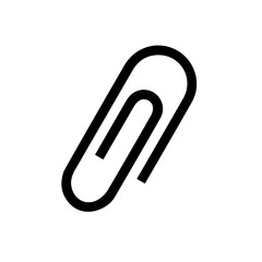 Black isolated icon of paper clip on white background.