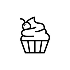 Cupcake icon on white and black background. Small cake designed to serve one person.
