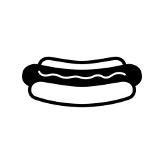 Hot dog icon. Bun with sausage vector sign.