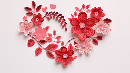 flower paper art valentines card on a white background