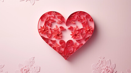 paper heart art card on a pink background
