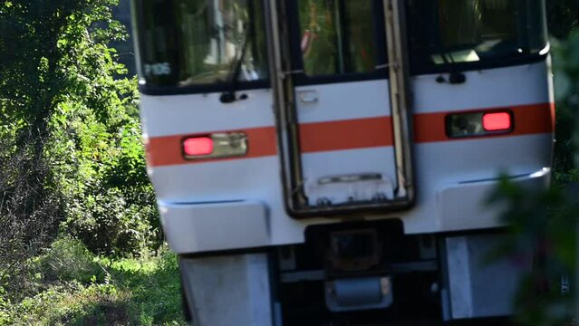 秋の夕暮れの高山本線を走るキハ25系普通列車（高山本線 坂祝 - 鵜沼, 2023年10月）