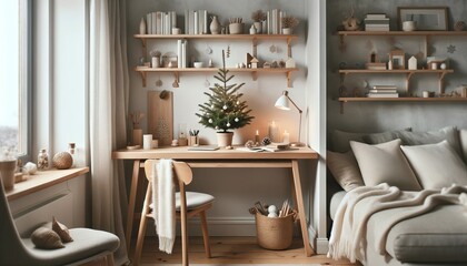 Festive Scandinavian Home Office for Christmas