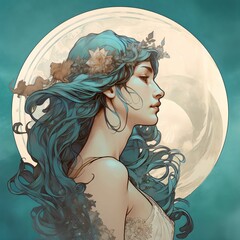 Artemis, greek goddess of the moon. - obrazy, fototapety, plakaty