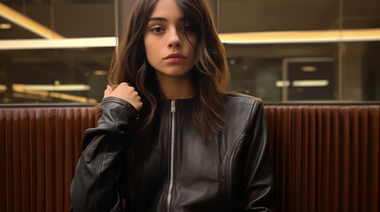 woman on leather seat