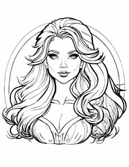 Fototapeta premium AI generated illustration of A portrait of an attractive woman: a coloring book page