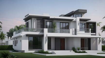 Luxury, modern contemporary house with beautiful architecture and cozy atmosphere.